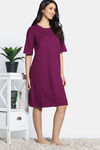 Zivame 2 Mile Fashion Knit Cotton Knee Length Nightdress - Plum Caspia — thumbnail 3